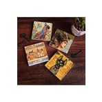 Pinecone 4 Parça Set 10x10 cm Stone Coasters Antik Mısır Taş Bardak Altlığı Masaüstü Koruyucu Altlık