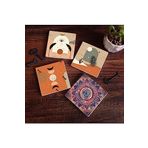 Pinecone 4 Parça Set 10X10 cm Stone Coasters Bohem Mandala Taş Bardak Masaüstü Koruyucu Altlık