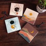 Pinecone 4 Parça Set 10x10 cm Stone Coasters Bohem Minimalist Soyut Taş Bardak Altlığı Masaüstü Koruyucu Altlık