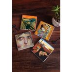 Pinecone 4 Parça Set 10x10 cm Stone Coasters Çingene Kızı Mozaiği Dalí Belleğin Azmi Çığlık Gustav Klimt Aile Kucaklama Masaüstü Koruyucu Altlık