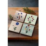 Pinecone 4 Parça Set 10X10 cm Stone Coasters Ebru Sanatı Lale Taş Masaüstü Koruyucu Altlık