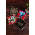 Pinecone 4 Parça Set 10x10 cm Stone Coasters Fil, Kuş Horus'un Gözü Sri Yantra TaşMasaüstü Koruyucu Altlık