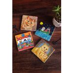 Pinecone 4 Parça Set 10x10 cm Stone Coasters Kedi Louis Wain Kediler Taş Bardak Altlığı Masaüstü Koruyucu Altlık