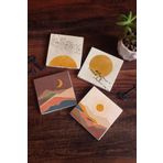 Pinecone 4 Parça Set 10X10 cm Stone Coasters Minimalist Bohem Taş Masaüstü Koruyucu Altlık