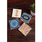 Pinecone 4 Parça Set 10x10 cm Stone Coasters Minimalist Soyut Nazar Taş Masaüstü Koruyucu Altlık