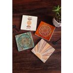 Pinecone 4 Parça Set 10x10 cm Stone Coasters Minimalist Soyut Yaşam Çiçeği Mandala Taş Bardak Altlığı Masaüstü Koruyucu Altlık