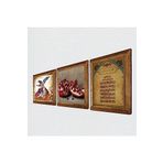 Pinecone Ayet-el Kürsi, Semazen, Nar Taş Duvar Tablosu - Ahşap Çerçeveli Taş Tablo - 25x25 cm - 3 Parça Set - Dekoratif Duvar Sanatı - Modern Ev ve Ofis Duvar Dekoru W3-859