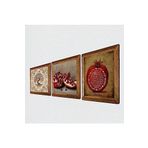 Pinecone Bereket Duası, Hayat Ağacı, Nar Taş Duvar Tablosu - Ahşap Çerçeveli Taş Tablo - 25x25 cm - 3 Parça Set - Dekoratif Duvar Sanatı - Modern Ev ve Ofis Duvar Dekoru W3-904