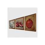 Pinecone Bereket Duası, Kelebekli Çiçek, Nar Taş Duvar Tablosu - Ahşap Çerçeveli Taş Tablo - 25x25 cm - 3 Parça Set - Dekoratif Duvar Sanatı - Modern Ev ve Ofis Duvar Dekoru W3-1135