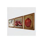 Pinecone Bereket Duası, Nar, At Taş Duvar Tablosu - Ahşap Çerçeveli Taş Tablo - 25x25 cm - 3 Parça Set - Dekoratif Duvar Sanatı - Modern Ev ve Ofis Duvar Dekoru W3-1291