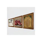 Pinecone Bereket Duası, Nar, At Taş Duvar Tablosu - Ahşap Çerçeveli Taş Tablo - 25x25 cm - 3 Parça Set - Dekoratif Duvar Sanatı - Modern Ev ve Ofis Duvar Dekoru W3-1306