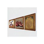 Pinecone Bereket Duası, Semazen, Nar Taş Duvar Tablosu - Ahşap Çerçeveli Taş Tablo - 25x25 cm - 3 Parça Set - Dekoratif Duvar Sanatı - Modern Ev ve Ofis Duvar Dekoru W3-860