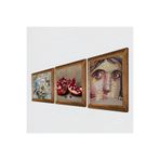 Pinecone Çingene Kızı Mozaiği, Kelebekli Çiçek, Nar Taş Duvar Tablosu - Ahşap Çerçeveli Taş Tablo - 25x25 cm - 3 Parça Set - Dekoratif Duvar Sanatı - Modern Ev ve Ofis Duvar Dekoru W3-1140