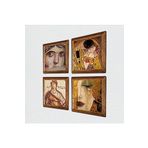 Pinecone Çingene Kızı, Soteria, Gustav Klimt Altın Gözyaşları, Öpücük Taş Duvar Tablosu - Ahşap Çerçeveli Taş Tablo - 25x25 cm - 4 Parça Set - Dekoratif Duvar Sanatı - Modern Ev Duvar Dekoru W4-761
