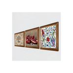 Pinecone Çini Sanatı Lale, Hayat Ağacı, Nar Taş Duvar Tablosu - Ahşap Çerçeveli Taş Tablo - 25x25 cm - 3 Parça Set - Dekoratif Duvar Sanatı - Modern Ev ve Ofis Duvar Dekoru W3-929