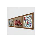 Pinecone Çini Sanatı Lale, Kelebekli Çiçek, Nar Taş Duvar Tablosu - Ahşap Çerçeveli Taş Tablo - 25x25 cm - 3 Parça Set - Dekoratif Duvar Sanatı - Modern Ev ve Ofis Duvar Dekoru W3-1166
