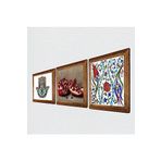 Pinecone Çini Sanatı Lale, Nar, Fatma Ana Eli (Hamsa) Taş Duvar Tablosu - Ahşap Çerçeveli Taş Tablo - 25x25 cm - 3 Parça Set - Dekoratif Duvar Sanatı - Modern Ev ve Ofis Duvar Dekoru W3-746