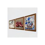 Pinecone Çini Sanatı Yelkenli Gemi, Da Vinci At Heykeli, Nar Taş Duvar Tablosu - Ahşap Çerçeveli Taş Tablo - 25x25 cm - 3 Parça Set - Dekoratif Duvar Sanatı - Modern Ev ve Ofis Duvar Dekoru W3-1315