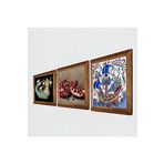 Pinecone Çini Sanatı Yelkenli Gemi, Şahmeran, Nar Taş Duvar Tablosu - Ahşap Çerçeveli Taş Tablo - 25x25 cm - 3 Parça Set - Dekoratif Duvar Sanatı - Modern Ev ve Ofis Duvar Dekoru W3-998