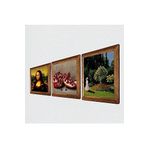 Pinecone Claude Monet Bahçedeki Kadın, Da Vinci Mona Lisa, Nar Taş Duvar Tablosu - Ahşap Çerçeveli Taş Tablo - 25x25 cm - 3 Parça Set - Dekoratif Duvar Sanatı - Modern Ev ve Ofis Duvar Dekoru W3-1444