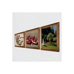 Pinecone Claude Monet Bahçedeki Kadın, Kelebekli Çiçek, Nar Taş Duvar Tablosu - Ahşap Çerçeveli Taş Tablo - 25x25 cm - 3 Parça Set - Dekoratif Duvar Sanatı - Modern Ev ve Ofis Duvar Dekoru W3-1110