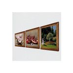 Pinecone Claude Monet Bahçedeki Kadın, Kelebekli Çiçek, Nar Taş Duvar Tablosu - Ahşap Çerçeveli Taş Tablo - 25x25 cm - 3 Parça Set - Dekoratif Duvar Sanatı - Modern Ev ve Ofis Duvar Dekoru W3-1265