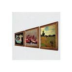 Pinecone Claude Monet Gelincikler, Şahmeran, Nar Taş Duvar Tablosu - Ahşap Çerçeveli Taş Tablo - 25x25 cm - 3 Parça Set - Dekoratif Duvar Sanatı - Modern Ev ve Ofis Duvar Dekoru W3-1018