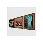 Pinecone Claude Monet Sonbahar, Şahmeran, Nar Taş Duvar Tablosu - Ahşap Çerçeveli Taş Tablo - 25x25 cm - 3 Parça Set - Dekoratif Duvar Sanatı - Modern Ev ve Ofis Duvar Dekoru W3-1020