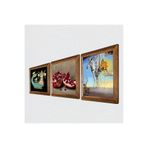 Pinecone Dalí Aziz Antonius'un Baştan Çıkarılışı, Şahmeran, Nar Taş Duvar Tablosu - Ahşap Çerçeveli Taş Tablo - 25x25 cm - 3 Parça Set - Dekoratif Duvar Sanatı - Modern Ev Duvar Dekoru W3-1036