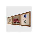 Pinecone Ebru Sanatı, Hayat Ağacı, Nar Taş Duvar Tablosu - Ahşap Çerçeveli Taş Tablo - 25x25 cm - 3 Parça Set - Dekoratif Duvar Sanatı - Modern Ev ve Ofis Duvar Dekoru W3-921
