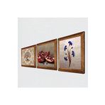 Pinecone Ebru Sanatı, Hayat Ağacı, Nar Taş Duvar Tablosu - Ahşap Çerçeveli Taş Tablo - 25x25 cm - 3 Parça Set - Dekoratif Duvar Sanatı - Modern Ev ve Ofis Duvar Dekoru W3-944