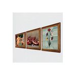 Pinecone Ebru Sanatı, İki Müzisyen Kız Tablosu, Nar Taş Duvar Tablosu - Ahşap Çerçeveli Taş Tablo - 25x25 cm - 3 Parça Set - Dekoratif Duvar Sanatı - Modern Ev ve Ofis Duvar Dekoru W3-1501