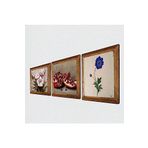 Pinecone Ebru Sanatı, Kelebekli Çiçek, Nar Taş Duvar Tablosu - Ahşap Çerçeveli Taş Tablo - 25x25 cm - 3 Parça Set - Dekoratif Duvar Sanatı - Modern Ev ve Ofis Duvar Dekoru W3-1237