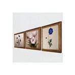 Pinecone Ebru Sanatı, Kelebekli Çiçek Taş Duvar Tablosu - Ahşap Çerçeveli Taş Tablo - 25x25 cm - 3 Parça Set - Dekoratif Duvar Sanatı - Modern Ev ve Ofis Duvar Dekoru W3-198