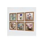 Pinecone Ebru Sanatı, Kelebekli Çiçek Taş Duvar Tablosu - Ahşap Çerçeveli Taş Tablo - 25x25 cm - 6 Parça Set - Dekoratif Duvar Sanatı - Modern Ev ve Ofis Duvar Dekoru W6-72