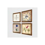 Pinecone Ebru Sanatı, Lale, Elif, Hz. Muhammed Lafzı Taş Duvar Tablosu - Ahşap Çerçeveli Taş Tablo - 25x25 cm - 4 Parça Set - Dekoratif Duvar Sanatı - Modern Ev ve Ofis Duvar Dekoru W4-914