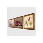 Pinecone Ebru Sanatı, Lale, Nar Taş Duvar Tablosu - Ahşap Çerçeveli Taş Tablo - 25x25 cm - 3 Parça Set - Dekoratif Duvar Sanatı - Modern Ev ve Ofis Duvar Dekoru W3-1636