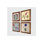 Pinecone Ebru Sanatı, Lale Taş Duvar Tablosu - Ahşap Çerçeveli Taş Tablo - 25x25 cm - 4 Parça Set - Dekoratif Duvar Sanatı - Modern Ev ve Ofis Duvar Dekoru W4-701