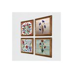 Pinecone Ebru Sanatı, Lale Taş Duvar Tablosu - Ahşap Çerçeveli Taş Tablo - 25x25 cm - 4 Parça Set - Dekoratif Duvar Sanatı - Modern Ev ve Ofis Duvar Dekoru W4-703