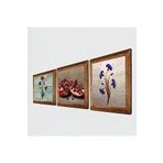 Pinecone Ebru Sanatı, Nar Taş Duvar Tablosu - Ahşap Çerçeveli Taş Tablo - 25x25 cm - 3 Parça Set - Dekoratif Duvar Sanatı - Modern Ev ve Ofis Duvar Dekoru W3-1696