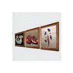 Pinecone Ebru Sanatı, Şahmeran, Nar Taş Duvar Tablosu - Ahşap Çerçeveli Taş Tablo - 25x25 cm - 3 Parça Set - Dekoratif Duvar Sanatı - Modern Ev ve Ofis Duvar Dekoru W3-1014