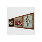Pinecone Ebru Sanatı, Şahmeran, Nar Taş Duvar Tablosu - Ahşap Çerçeveli Taş Tablo - 25x25 cm - 3 Parça Set - Dekoratif Duvar Sanatı - Modern Ev ve Ofis Duvar Dekoru W3-1015