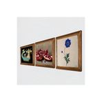 Pinecone Ebru Sanatı, Şahmeran, Nar Taş Duvar Tablosu - Ahşap Çerçeveli Taş Tablo - 25x25 cm - 3 Parça Set - Dekoratif Duvar Sanatı - Modern Ev ve Ofis Duvar Dekoru W3-991