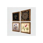 Pinecone Ebru Sanatı, Sri Yantra, Hayat Ağacı, Lale Taş Duvar Tablosu - Ahşap Çerçeveli Taş Tablo - 25x25 cm - 4 Parça Set - Dekoratif Duvar Sanatı - Modern Ev ve Ofis Duvar Dekoru W4-738