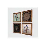 Pinecone Ebru Sanatı, Sri Yantra, Hayat Ağacı Taş Duvar Tablosu - Ahşap Çerçeveli Taş Tablo - 25x25 cm - 4 Parça Set - Dekoratif Duvar Sanatı - Modern Ev ve Ofis Duvar Dekoru W4-1046