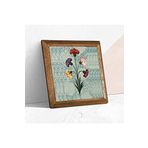 Pinecone Ebru Sanatı Taş Duvar Tablosu - Ahşap Çerçeveli Taş Tablo - 25x25 cm - Dekoratif Duvar Sanatı - Modern Ev ve Ofis Duvar Dekoru W1-243