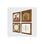 Pinecone Elif, Ayet-el Kürsi, Hilye-i Şerif, Semazen Taş Duvar Tablosu - Ahşap Çerçeveli Taş Tablo - 25x25 cm - 4 Parça Set - Dekoratif Duvar Sanatı - Modern Ev ve Ofis Duvar Dekoru W4-982