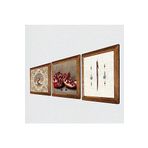 Pinecone Elif, Hayat Ağacı, Nar Taş Duvar Tablosu - Ahşap Çerçeveli Taş Tablo - 25x25 cm - 3 Parça Set - Dekoratif Duvar Sanatı - Modern Ev ve Ofis Duvar Dekoru W3-918