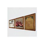 Pinecone Esma'ül Hüsna, Nar, At Taş Duvar Tablosu - Ahşap Çerçeveli Taş Tablo - 25x25 cm - 3 Parça Set - Dekoratif Duvar Sanatı - Modern Ev ve Ofis Duvar Dekoru W3-1304