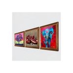 Pinecone Fil, Hayat Ağacı, Nar Taş Duvar Tablosu - Ahşap Çerçeveli Taş Tablo - 25x25 cm - 3 Parça Set - Dekoratif Duvar Sanatı - Modern Ev ve Ofis Duvar Dekoru W3-1058